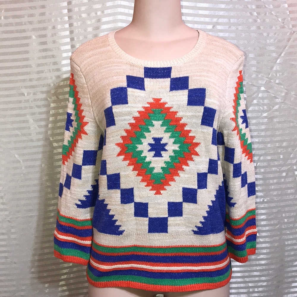 Ralph Lauren Aztec Tribal Scoop Neck Sweater